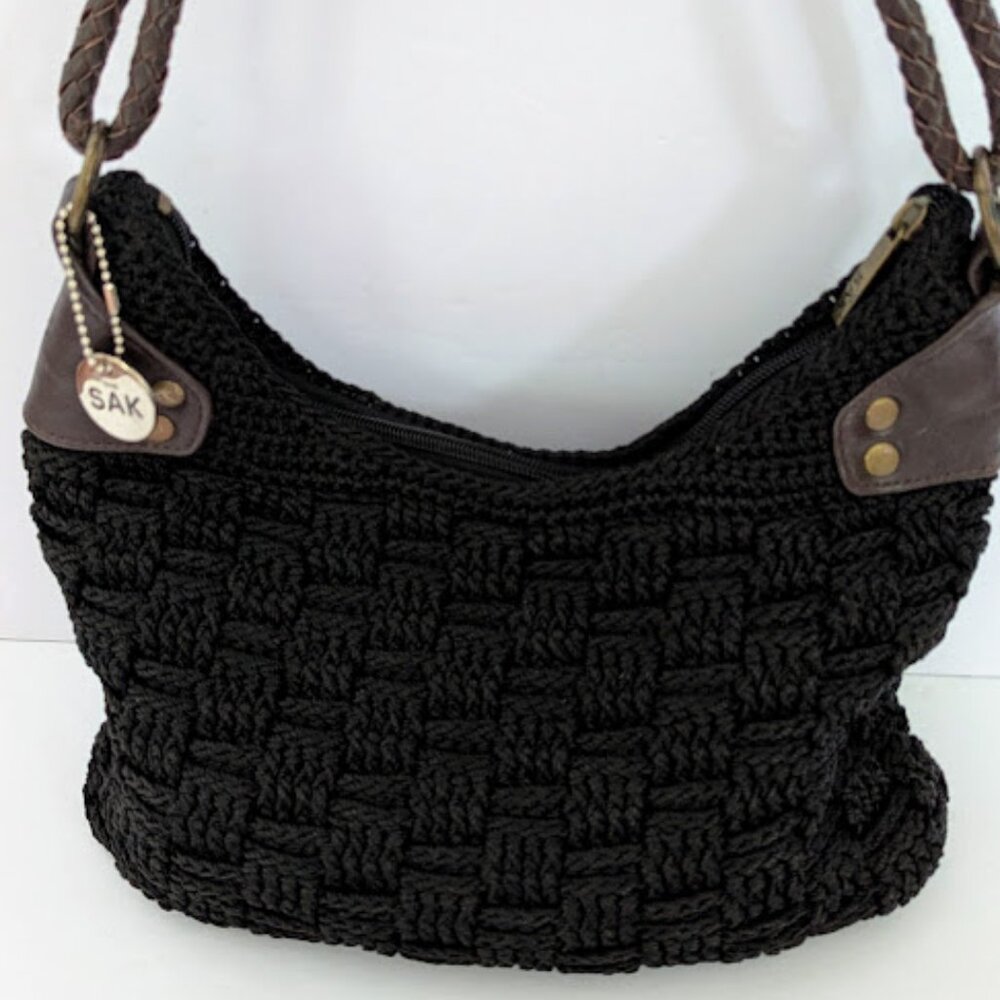 The Sak Black Crochet Shoulder Bag